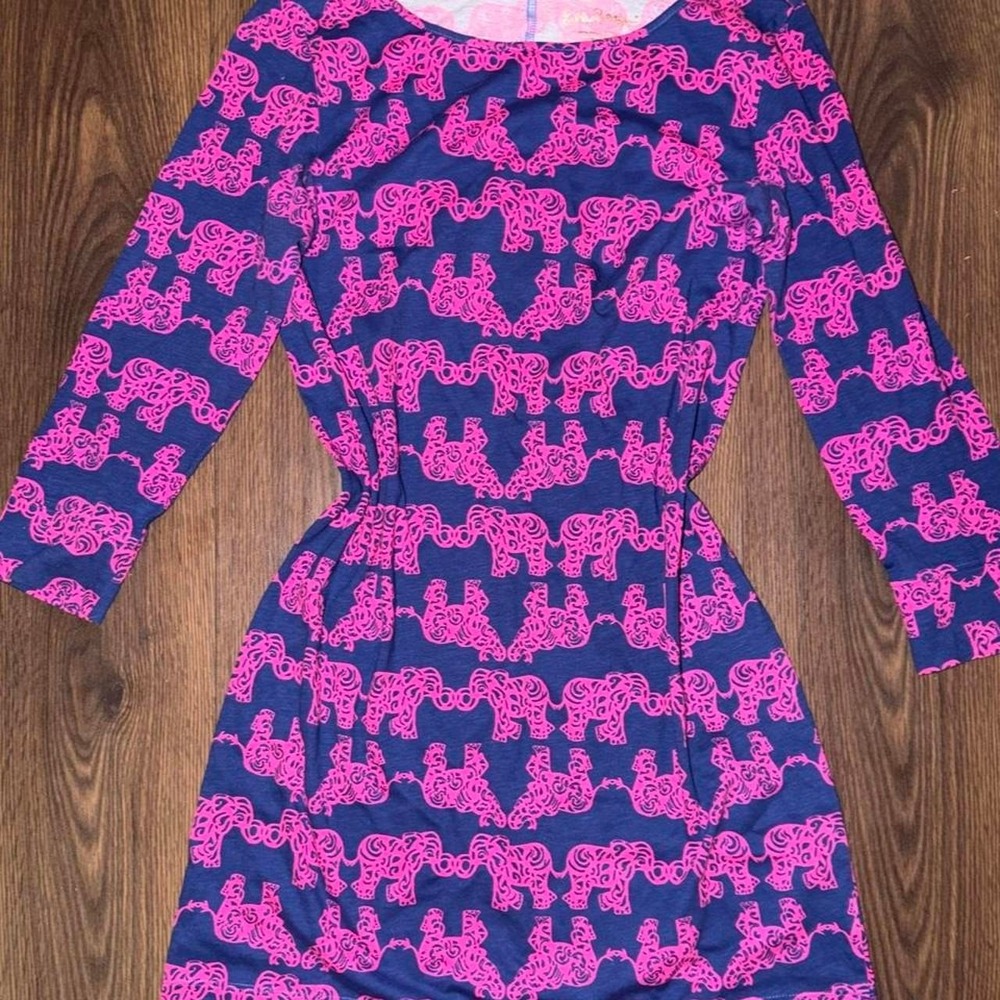 Lilly Pulitzer Pink Long Sleeved Elephant Dress Size Small